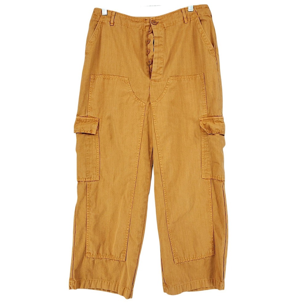 Universal Thread Cargo Pants 12 Wom Mustard Yellow High Rise Double Knee Utility